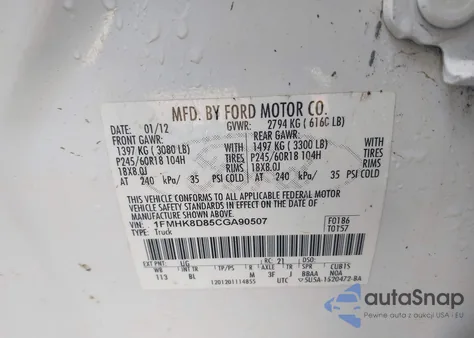 2012 Ford Explorer Xlt из США, поврежденный, VIN 1FMHK8D85CGA90507